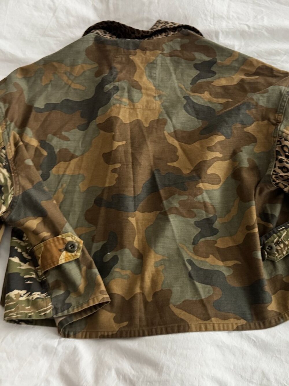 R13 Surplus Patchwork Camo Leopard Cropped Military Jacket | Medium $300 or OBO - Picture 12 of 12